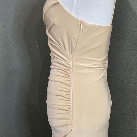 ASOS AX Paris Maxi Dress Maxi Length Ruched Creamy Nude color - Picture 12 of 16